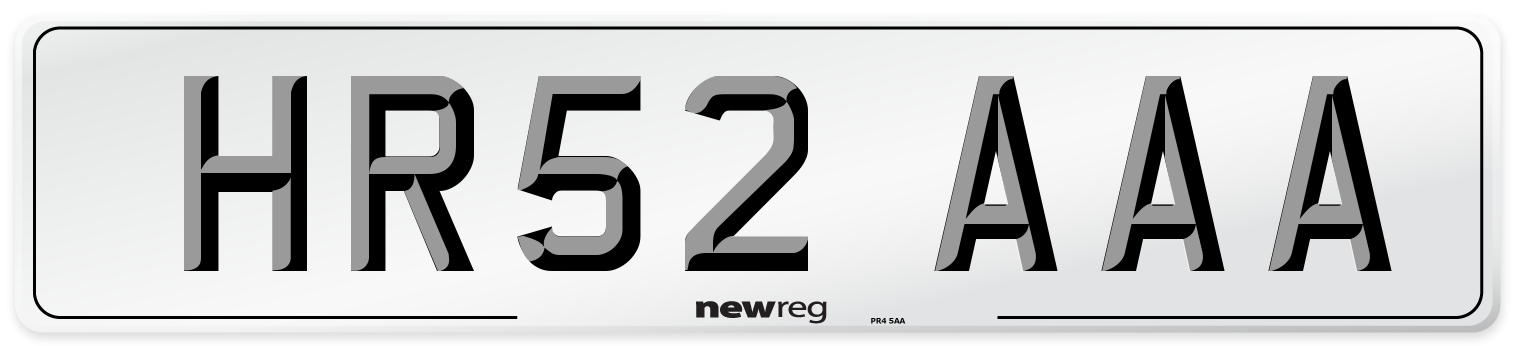 HR52 AAA Number Plate from New Reg